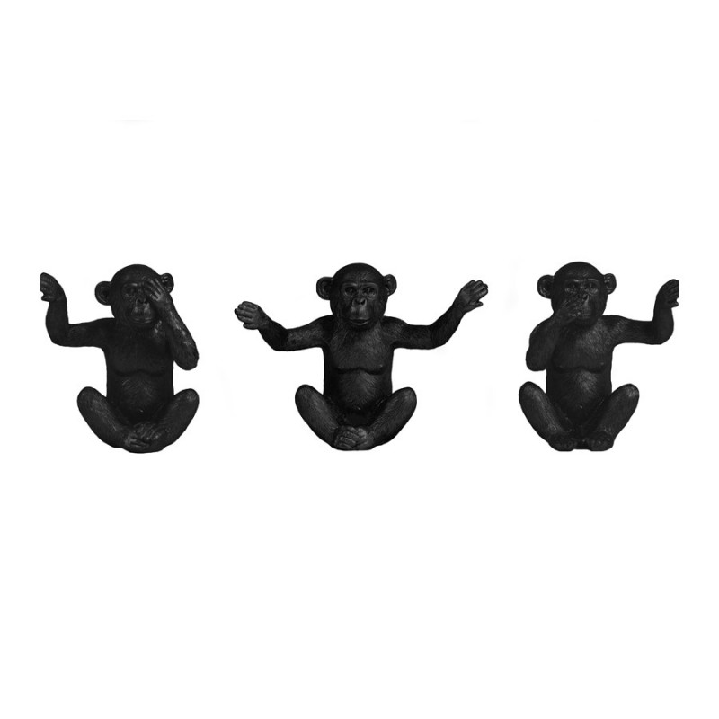 ORNAMENT MONKEY BLACK SET OF 3 - DECOR OBJECTS